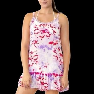Miken Purple Printed Pom-Pom  Ruffled Swimsuit Cover up